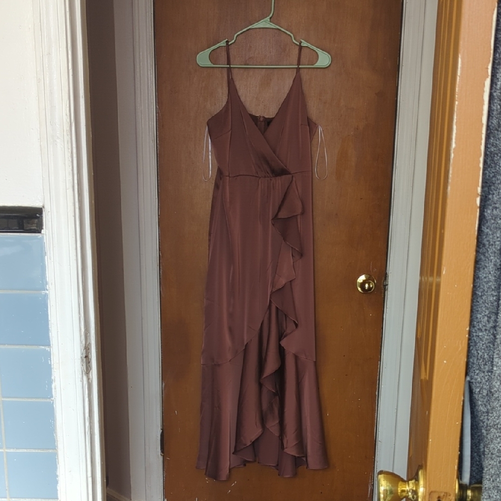 Lulu's Chocolate High Low Ruffle Dress